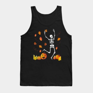 Fall Skeleton Dancing Halloween Fun Tank Top